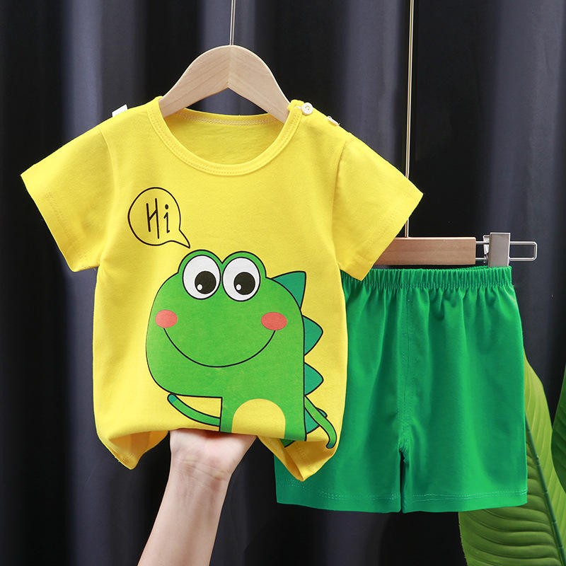 Children's t-shirt short-sleeved summer boy's cotton suit female treasure summer shorts baby clothes